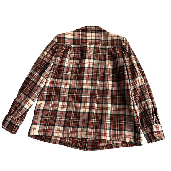 Pendleton VTG 50s 60s USA Made 100% Wool Plaid Flannel Shirt Jacket wmn 16 - Picture 2 of 10